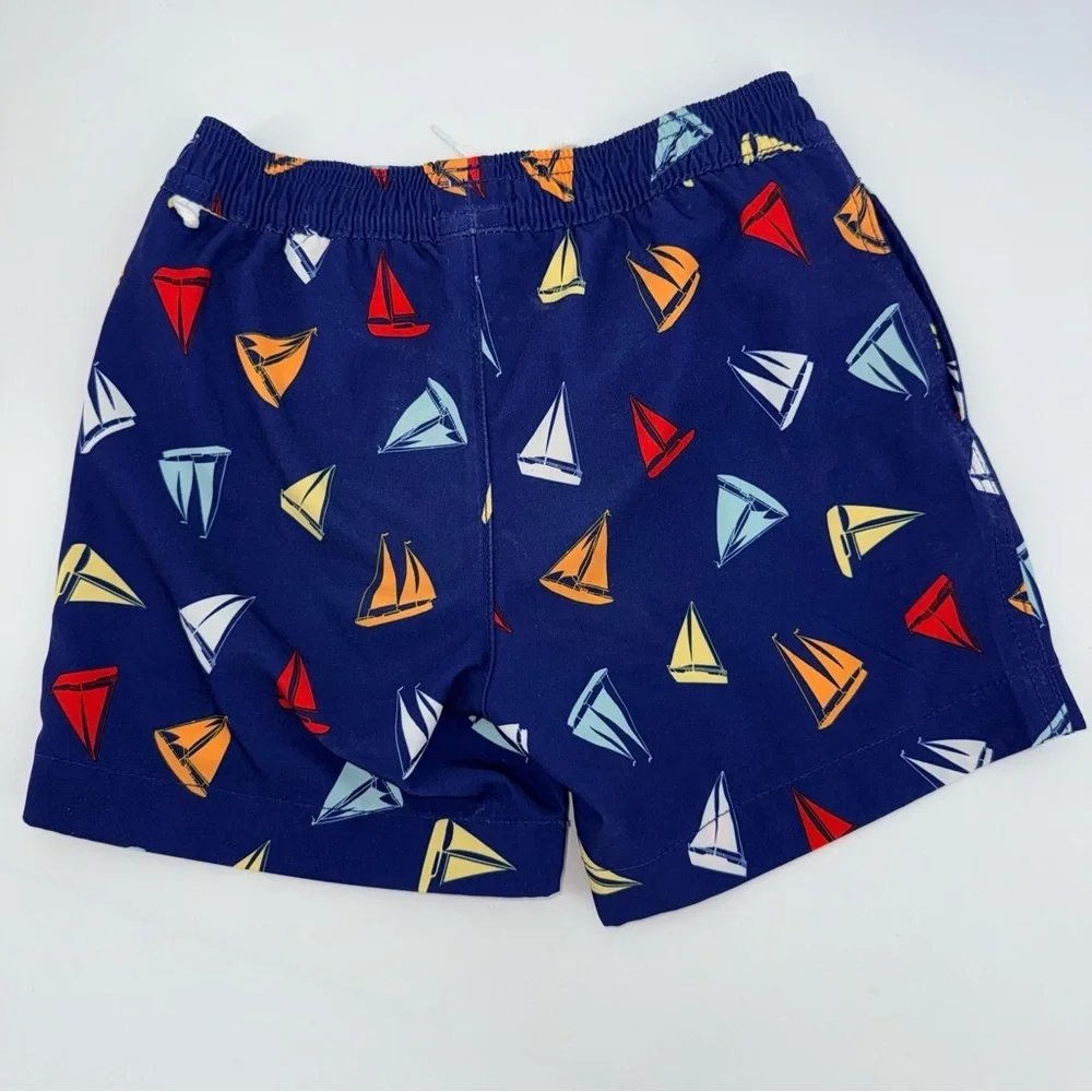 Crewcuts Toddler Boys Navy Sailboat Print Swim Trunks